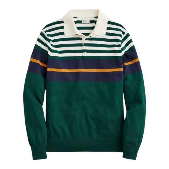 NWT J.Crew Heritage cotton sweater-polo in mixed stripe Sz L BS409 - Picture 4 of 13